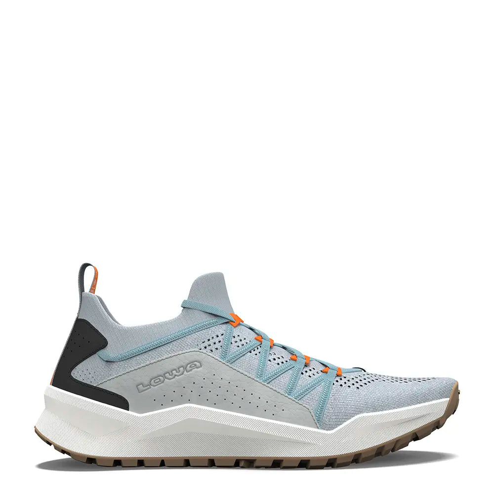 Side view of KAYOLA KNIT men's shoe in no dye and misty blue with rugged sole