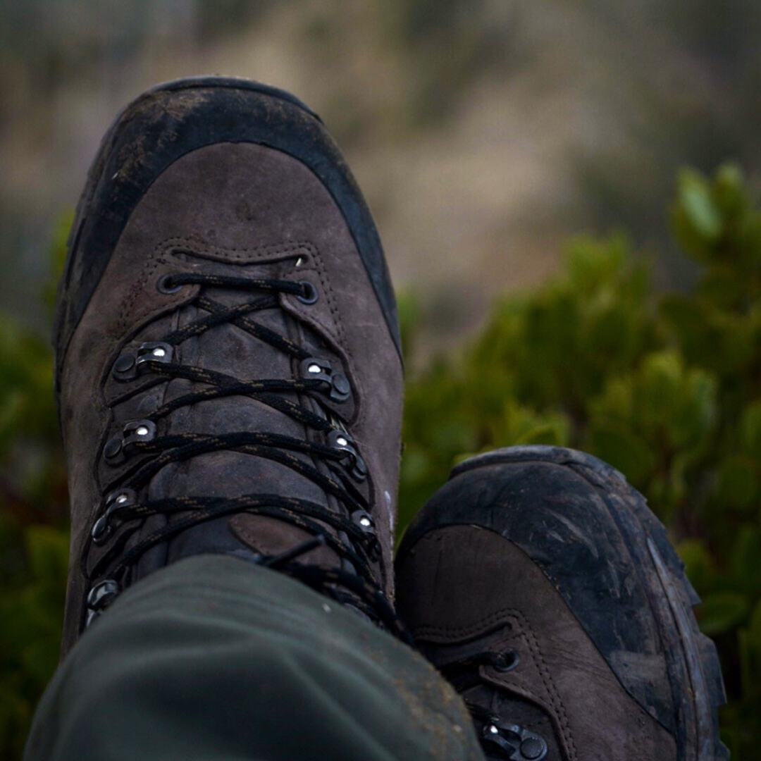 A pair of LOWA TIBET EVO GTX hunting boots posted by Instagram user @holbyhunts.