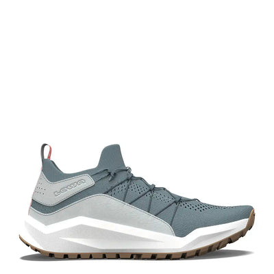 Side view of KAYOLA KNIT Ws women's shoe in no dye and smoke blue with rugged sole 