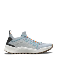 Side view of KAYOLA KNIT men's shoe in no dye and misty blue with rugged sole 
