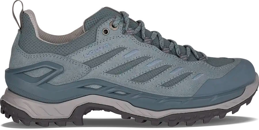 Light blue hiking shoe with LOWA brand logo on a white background