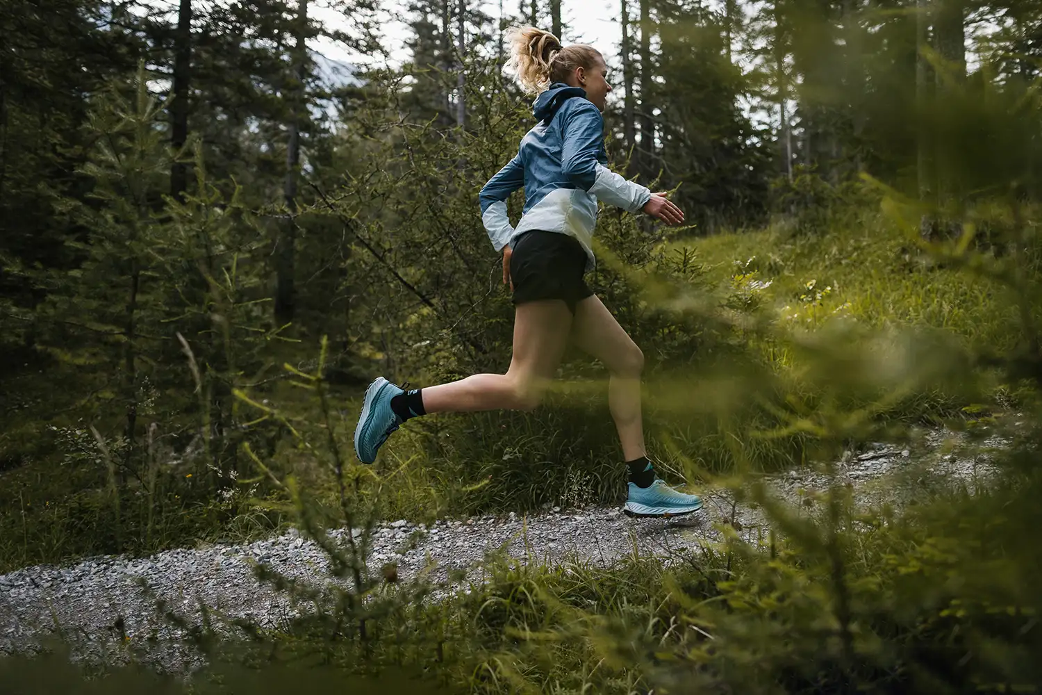 woman running on trail